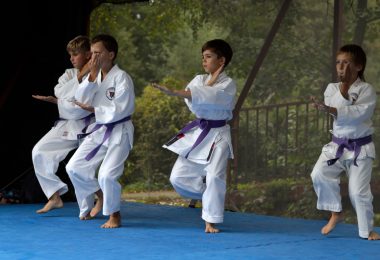 Kids practicing karate.